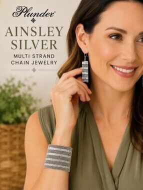 Plunder Ainsley Silver Multi-Strand Chain Bracelet & Fringe Earrings Set NWT